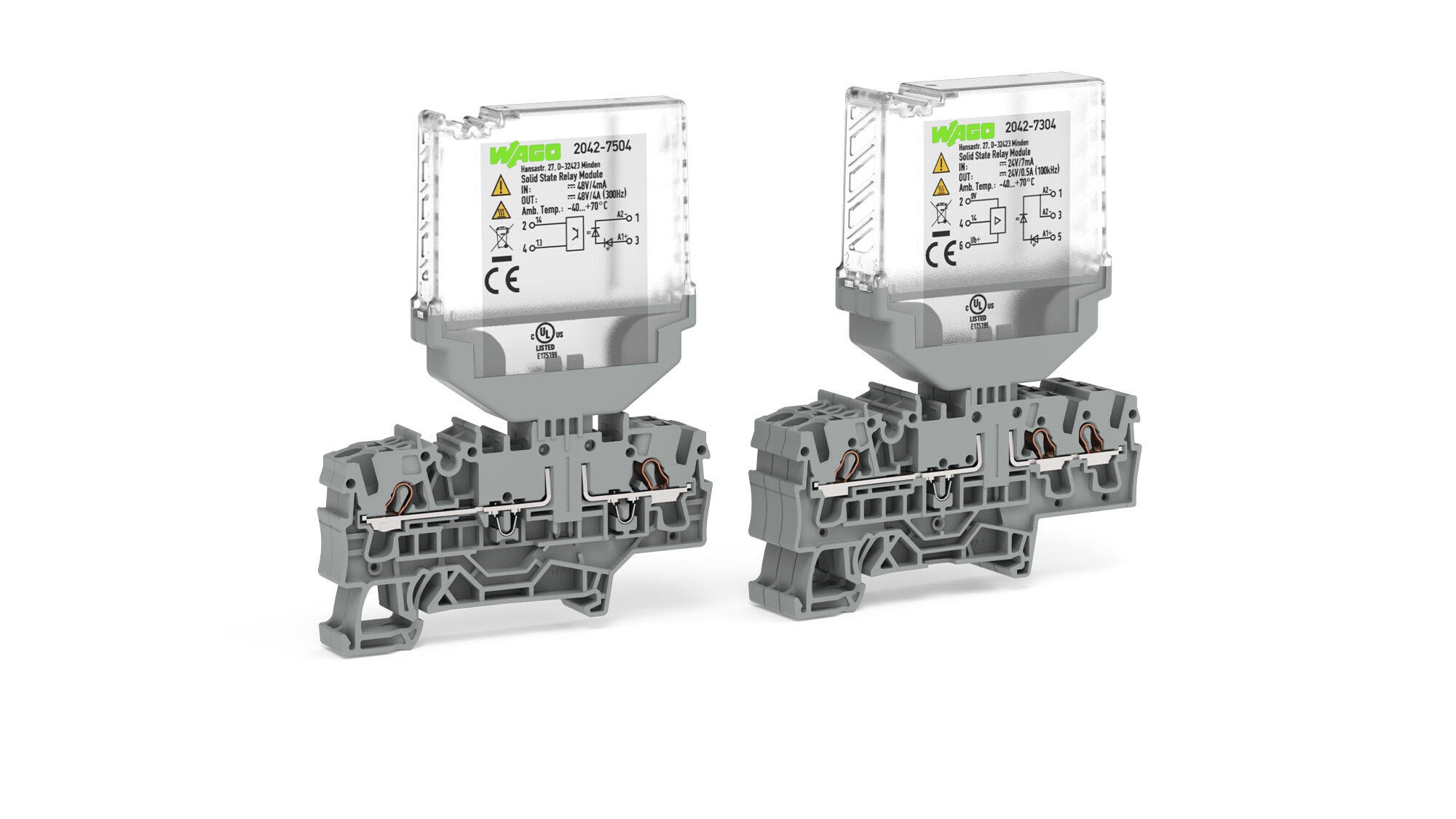 Solid-State Relay on a Rail-Mount Terminal Block